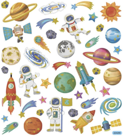 CW-Stickers, vel 15x16,5 cm, 41 stuk , ruimte, 1vel-Meerdere kleuren