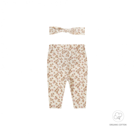 Dirkje-Baby meisjes broek + haarband organic cotton-Gebroken wit