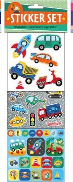 Stickerset - Vervoer- meerdere kleuren