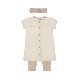 Dirkje-Meisjes 2 pce babypakje ss+haarband-Beige