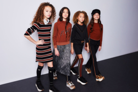 Nobell-Girls Teens long socks stripe at side-Jet Black
