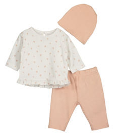 Blue Seven-Meisjes 3 dlg set- shirt-broek-muts-Off white