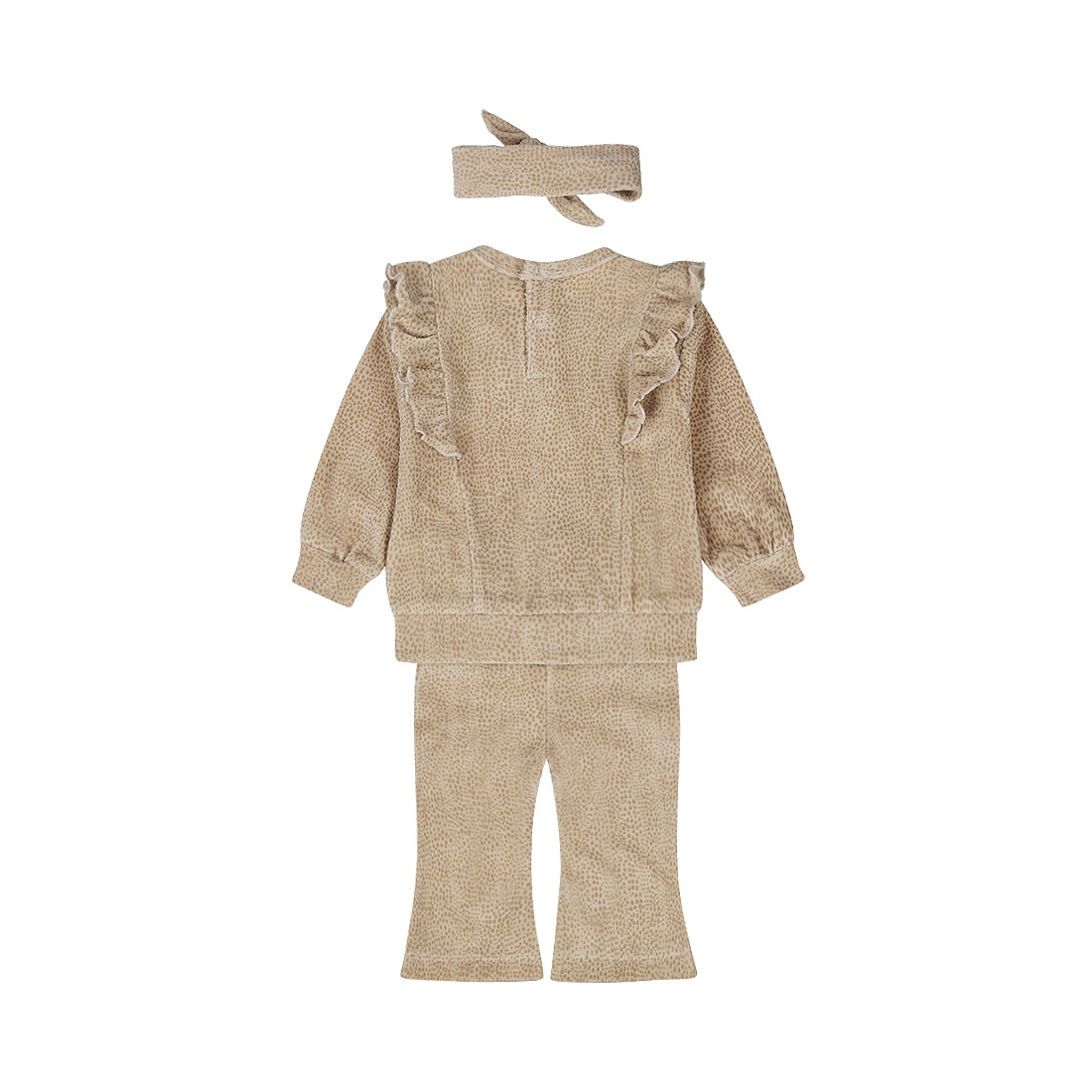 Dirkje-Meisjes 2 pce babypakje ls + hoofdband-beige grijs