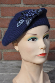 Tica- Meisjes Baret knitted en flowers-Blauw