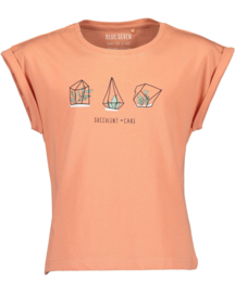 Blue Seven-Girls knitted T-shirt -Ginger orig-Orange