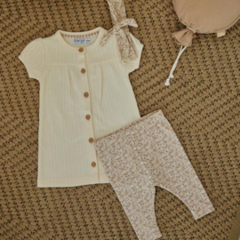 Dirkje-Meisjes 2 pce babypakje ss+haarband-Beige