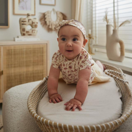 Dirkje-Meisjes 2 pce babysuit ss + headband-Licht koraal