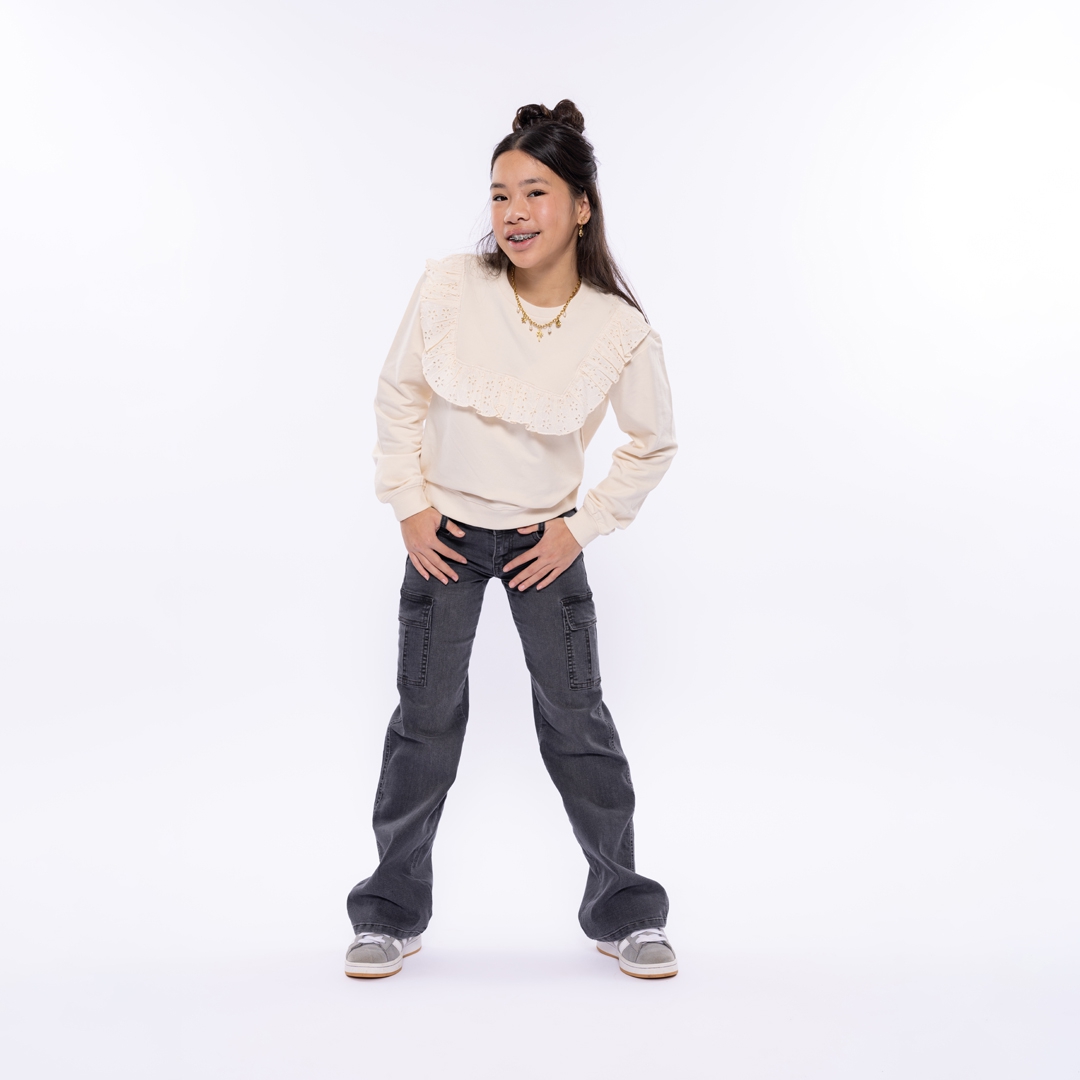 No Way Monday-Meisjes Sweater-Off white
