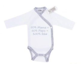 VIB-Romper 50% mama + 50% papa-Wit-grijs