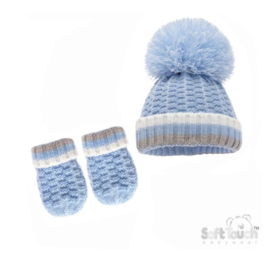 Soft Touch- Baby muts, wanten set en sjaal-Blauw