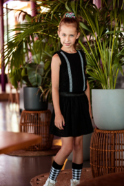 B.Nosy-Girls dress with cotton lace ruffle + skirt-Black