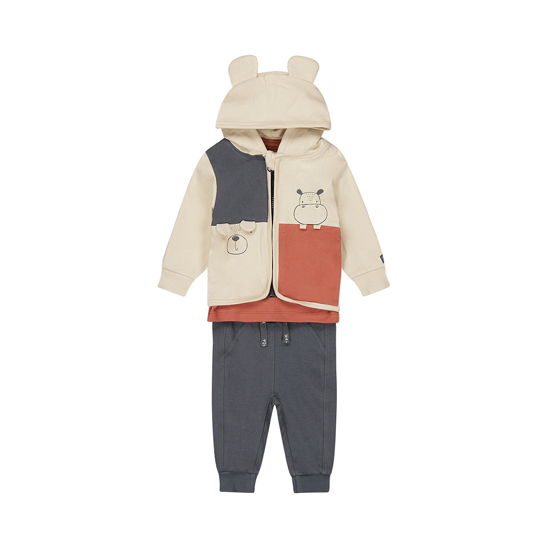 Dirkje-Jongens 3 pce babysuit-Pebble