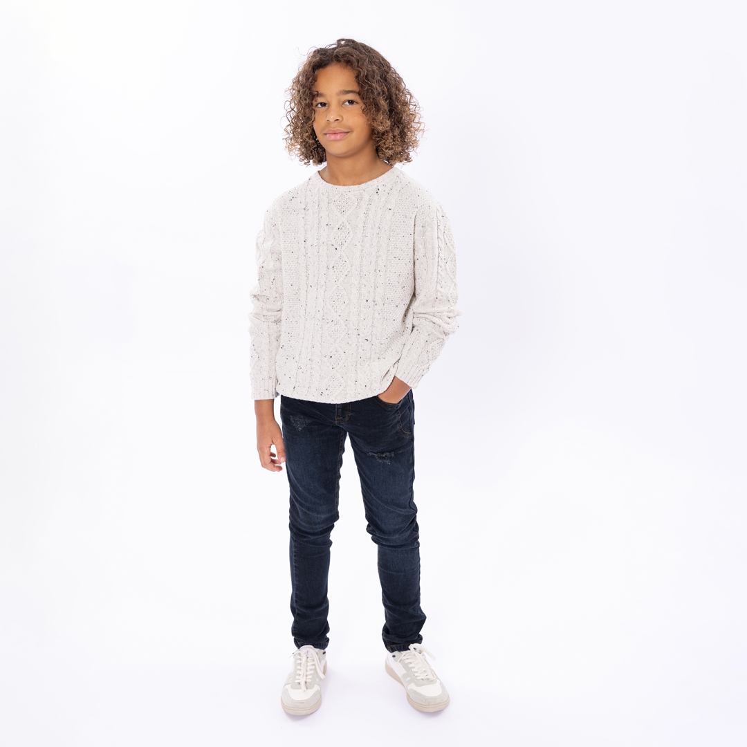 No Way Monday-Jongens Pullover-Light grey