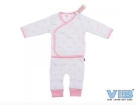 VIB-Meisjes Baby pakje -2-Delige- all over print Tiara -wit-roze