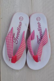 Libaco-Girls Flip flop with pink and white- white