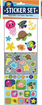Stickerset - zeedieren- meerdere kleuren