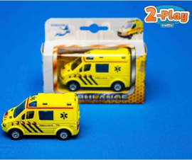 Kids Globe- Die-cast pull back  Ambulance 8cm-C-Yellow