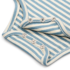 Little Dutch -Romper korte mouw blauw Stone Blue stripe