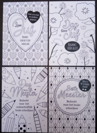 Baaij Light Cards-Kleurkaarten Bedankt voor het schooljaar-White