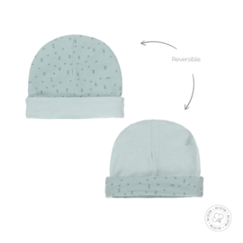 Dirkje-Baby Unisex hat reversible Bio Cotton-Aqua green + off white