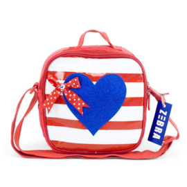 Zebra-Girls Kindertasje met rits navy hart- Blue