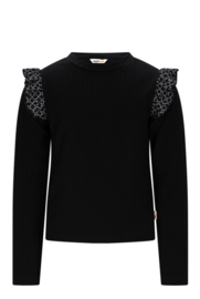 Moodstreet-Meisjes SENNA shoulder-ruffle top-zwart