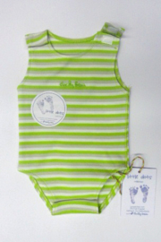 Ducky Beau- Romper- Light Green stripe