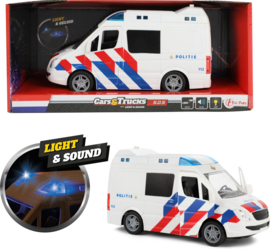 CARS TRUCKS Politiebusje NL frictie met licht en geluid-Wit