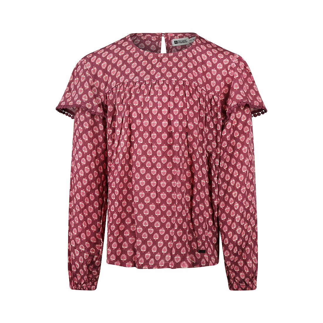 No Way Monday-Meisjes Blouse ls-Burgundy