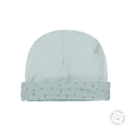 Dirkje-Baby Unisex hat reversible Bio Cotton-Aqua green + off white