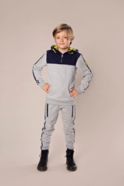 DJ Dutch Jeans-Boys Sweater ls with hood and zipper-Grey melee + navy