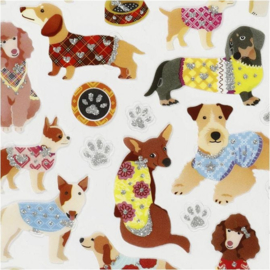 Creotime-Stickers, vel 15x16,5 cm36 stuk, , Honden,  1vel-Multi  Color