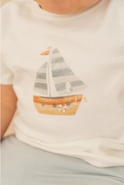 Little Dutch-T-Shirt Long Sleeves Boat-Wit
