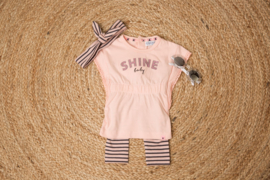 Dirkje-Meisjes babyset 2 pce met haarband-Smokey roze streep