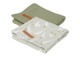 Little Dutch-Swaddle doeken 70x70 Little Goose-Pure olijf