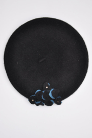 Girls Baret Vilten harten-T-Black