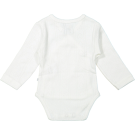 Klein Baby-Romper lange mouw met overslag-Jaquard-Gebroken wit