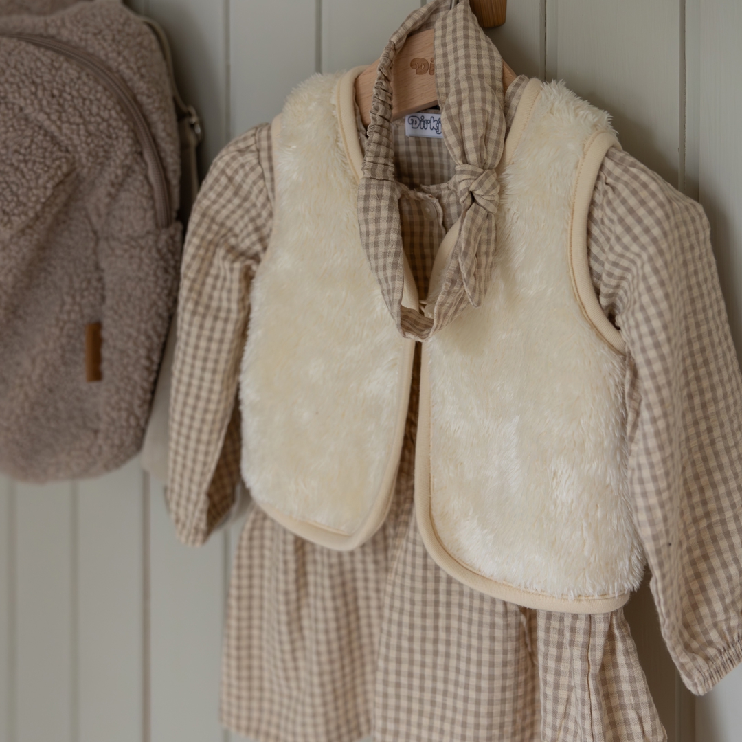 Dirkje-Meisjes 3 pce babypakje ls + hoofdband-Taupe
