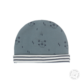 Dirkje-Baby Boys hat reversible Bio Cotton-Dusty green + off white