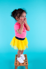 B.Nosy-Baby girls short sleeve shirt with ruffle and printed stripes-Festival pink