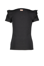 B.Nosy-Girls t-shirt with sequincse flowers on body-Black