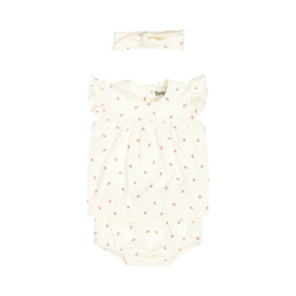 Dirkje-Meisjes 3 pc set, Dress ss, Bloomers, Headband-Off white