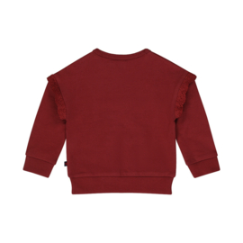 Dirkje-Meisjes sweater lage schouder-Donker rood