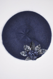 Tica- Meisjes Baret knitted en flowers-Blauw