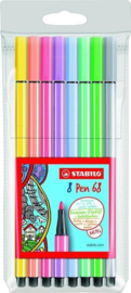 Stabilo pen 68 pastel etui- Viltstiften-C.W.-Multicolor