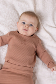 Petite Maison-Kokai rib jersey t-shirt with chest print-Caramel
