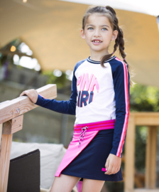 B.Nosy-Girls shirt with contrast sleeves, sporty tape and chest artwork-star white