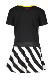 B.Nosy- Baby girls dress with stripe skirt part, plain top-Black