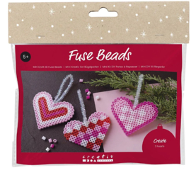 SES Creative-  Mini Hobbyset Strijkkralen-  Kerstharten roze