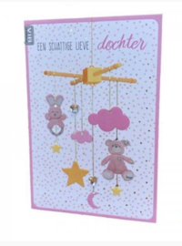 VIB-Wenskaart met Muziek Mobiel 'Een Schattige Lieve Dochter' Roze